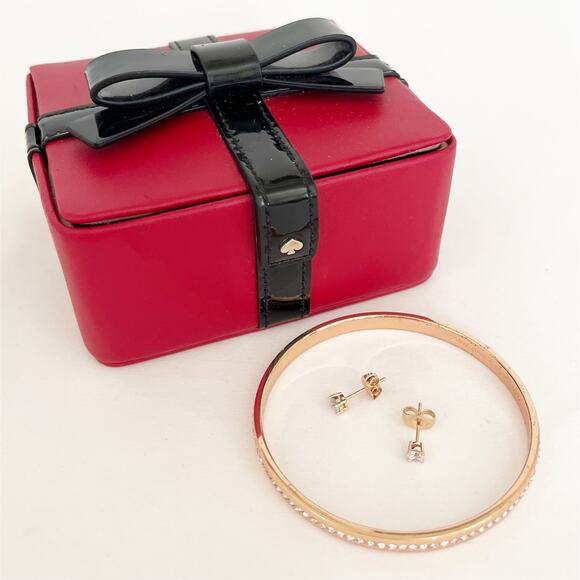 KATE SPADE Bracelet Bangle & Earrings Cubic Zirconia Pierced with KS Jewelry Box - Picture 8 of 8